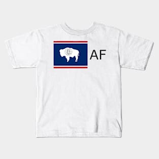 Wyoming Flag State Outline AF (black) Kids T-Shirt